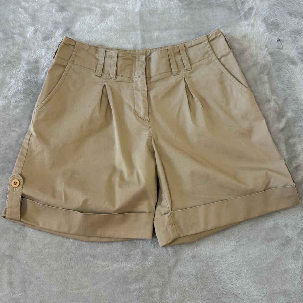 J Jill Shorts Womens 4P‎ Tan Chino Cuffed Pleated Casual Summer